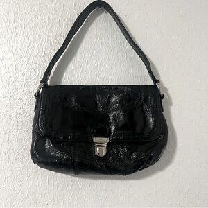 COACH Poppy Blk Patent Lyla Onyx Hand/Shoulder Purse #18161 Print Red/Pink EUC